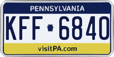 PA license plate KFF6840