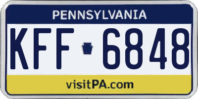PA license plate KFF6848