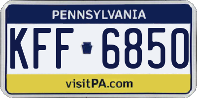 PA license plate KFF6850