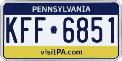 PA license plate KFF6851