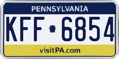 PA license plate KFF6854