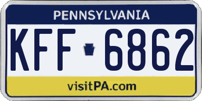 PA license plate KFF6862