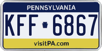 PA license plate KFF6867