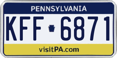 PA license plate KFF6871