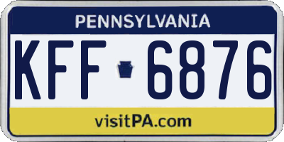 PA license plate KFF6876
