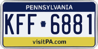 PA license plate KFF6881