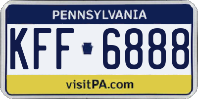 PA license plate KFF6888