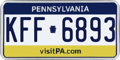 PA license plate KFF6893