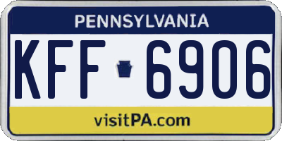 PA license plate KFF6906