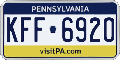 PA license plate KFF6920
