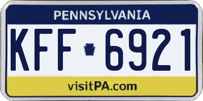 PA license plate KFF6921