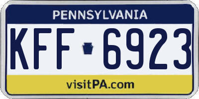 PA license plate KFF6923