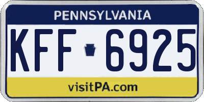 PA license plate KFF6925