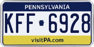 PA license plate KFF6928