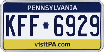 PA license plate KFF6929