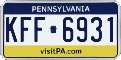 PA license plate KFF6931