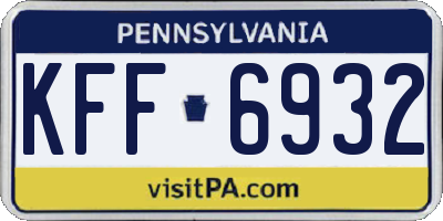 PA license plate KFF6932