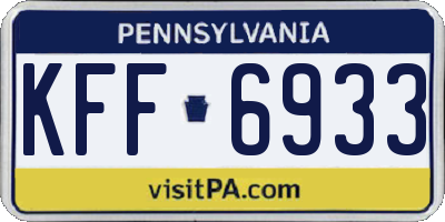 PA license plate KFF6933