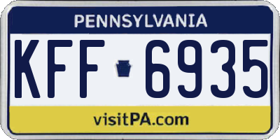 PA license plate KFF6935