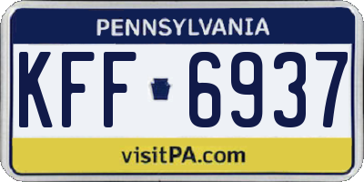 PA license plate KFF6937