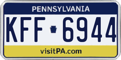PA license plate KFF6944