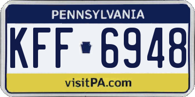 PA license plate KFF6948