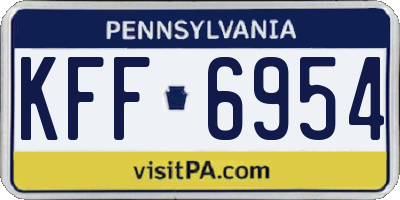 PA license plate KFF6954