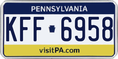 PA license plate KFF6958
