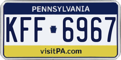 PA license plate KFF6967