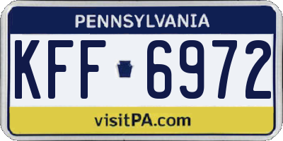PA license plate KFF6972