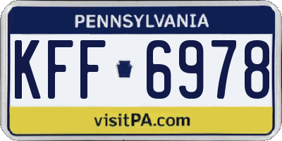 PA license plate KFF6978