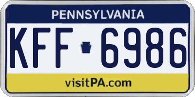 PA license plate KFF6986