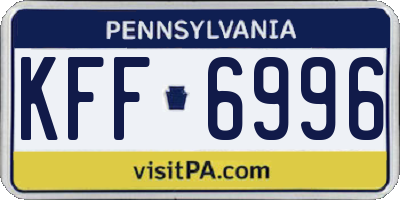 PA license plate KFF6996