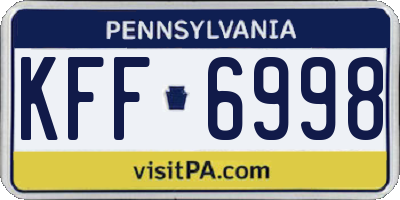 PA license plate KFF6998