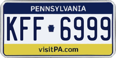 PA license plate KFF6999