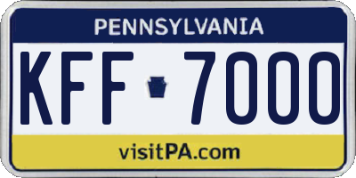 PA license plate KFF7000