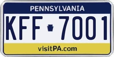 PA license plate KFF7001
