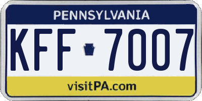 PA license plate KFF7007