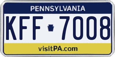 PA license plate KFF7008