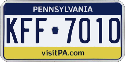PA license plate KFF7010