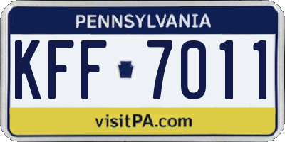 PA license plate KFF7011