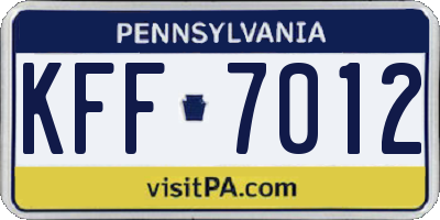 PA license plate KFF7012