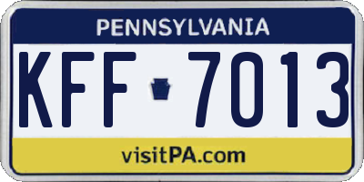 PA license plate KFF7013