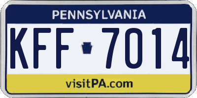 PA license plate KFF7014