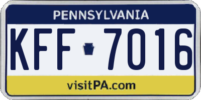 PA license plate KFF7016