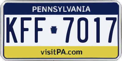 PA license plate KFF7017