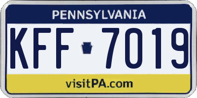 PA license plate KFF7019