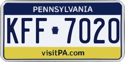 PA license plate KFF7020