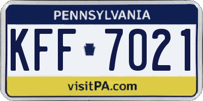 PA license plate KFF7021
