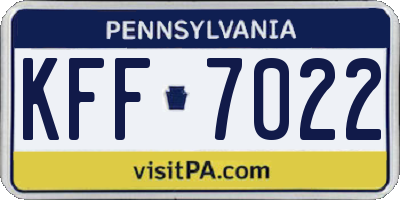 PA license plate KFF7022